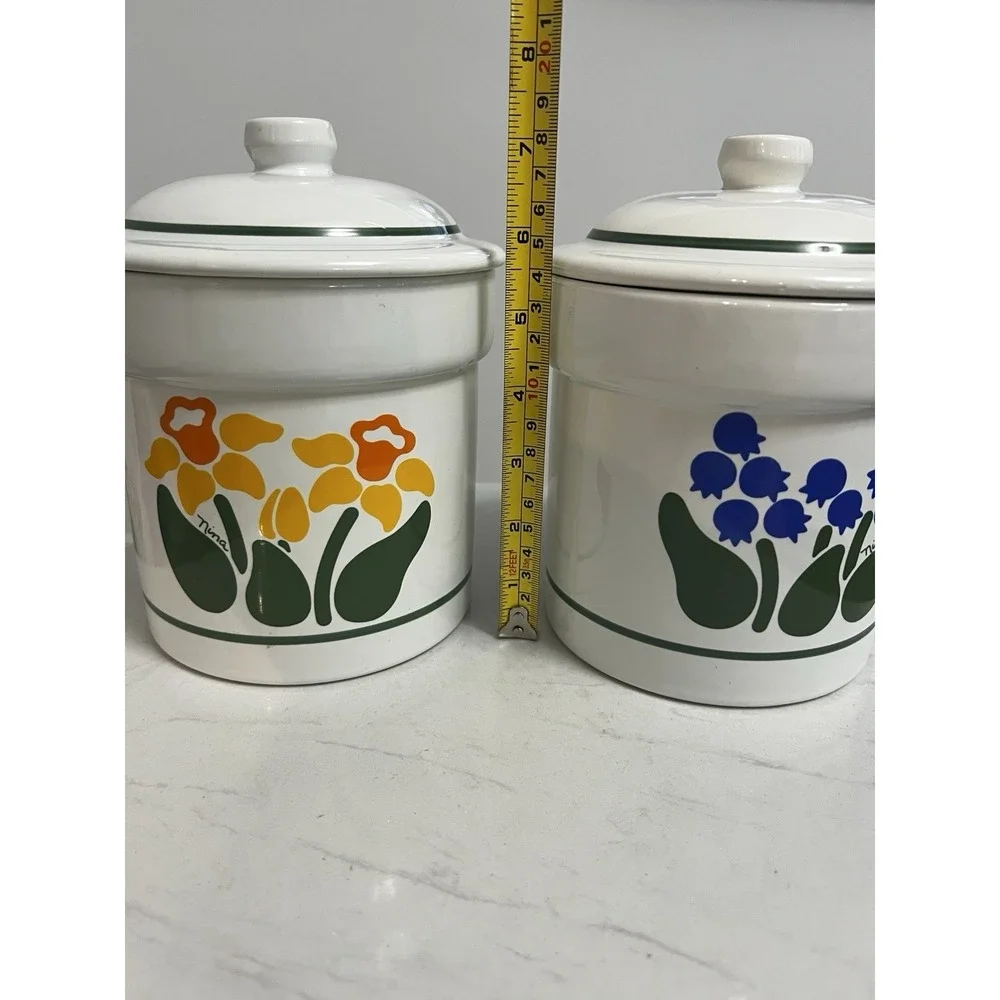 Vtg Treasure Craft Canisters Cottagecore Farmhouse Nina Floral Grannycore USA
